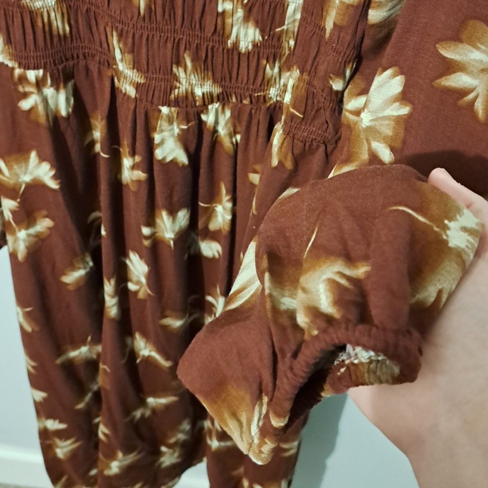 Ava & Viv Floral Burgundy/brown Midi Dress 1X - Picture 6 of 7